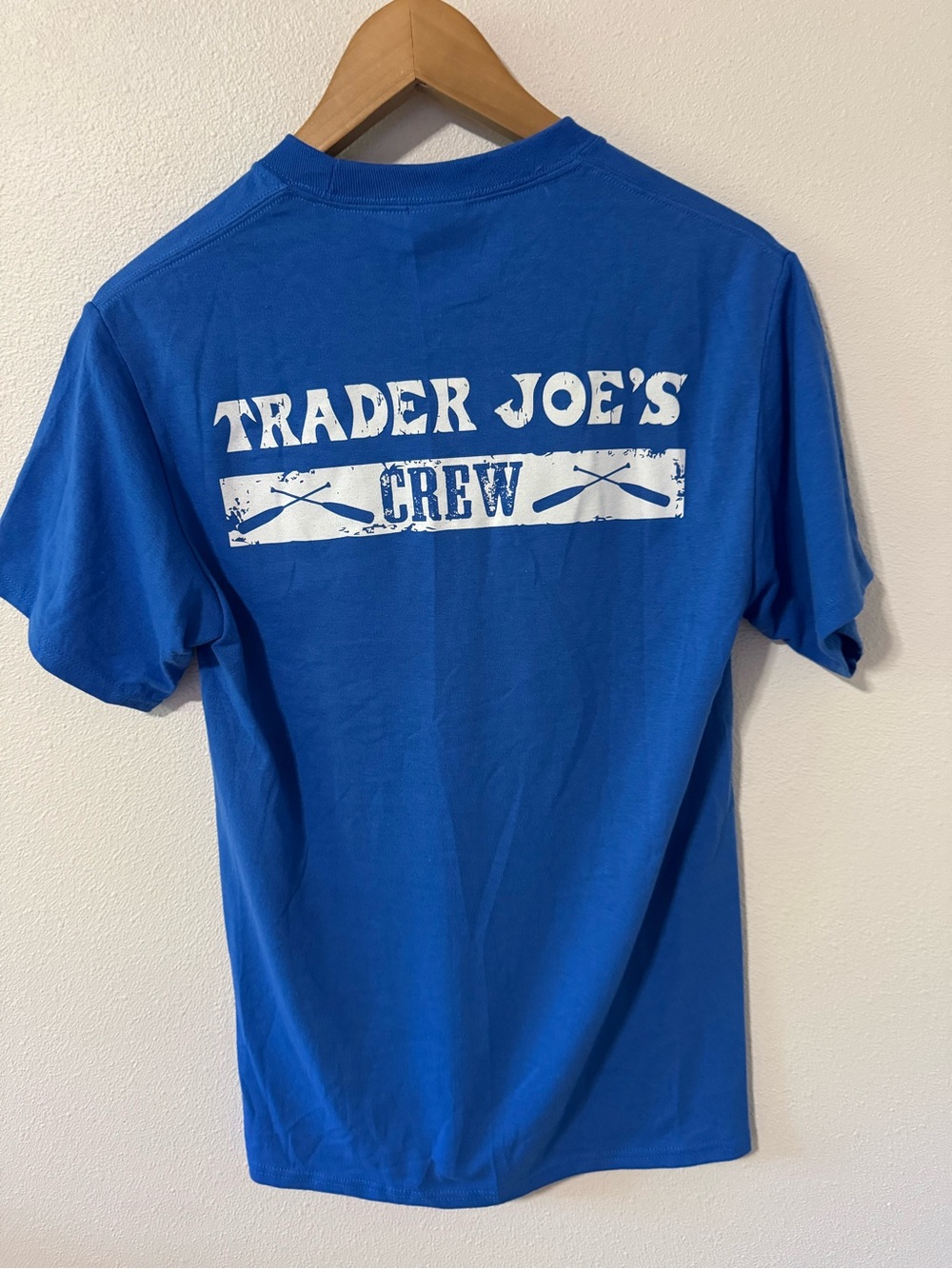Trader Joe’s Crew Logo Short Sleeve Tee Royal Blue Cotton Blend Port & Co-Small